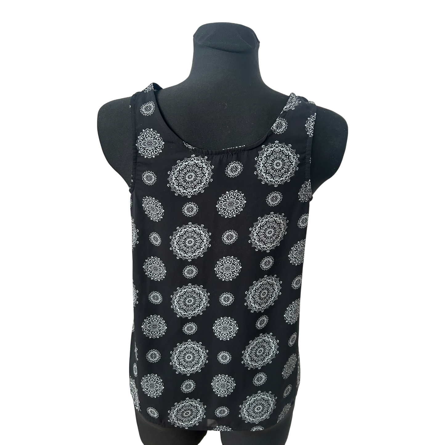 Atmosphere Damen Bluse Gr 36 Schwarz Weiß Muster Ärmellos Leicht