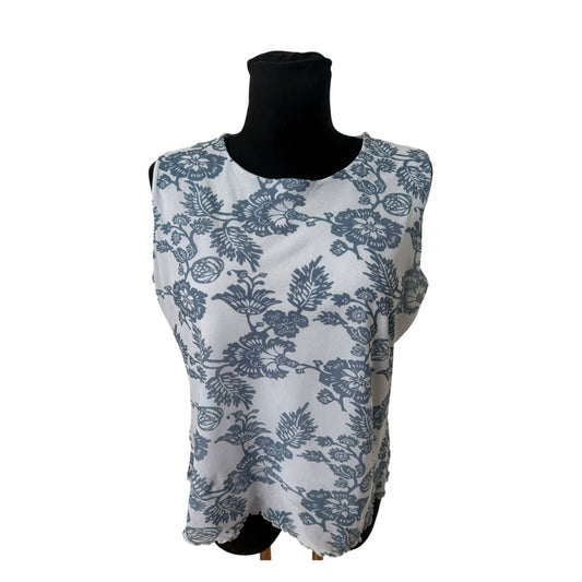 Aigner Bluse Damen Gr 44 Hellblau Blumen Made in Italy Elegant Luxus Chic