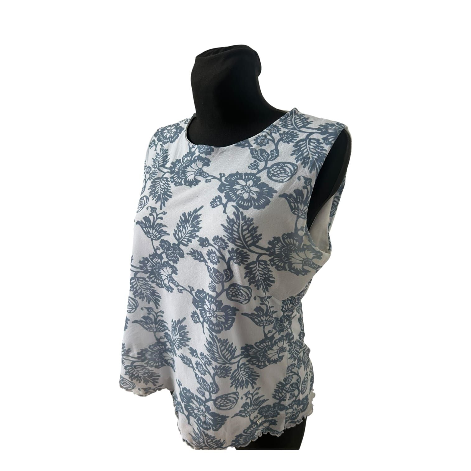 Aigner Bluse Damen Gr 44 Hellblau Blumen Made in Italy Elegant Luxus Chic