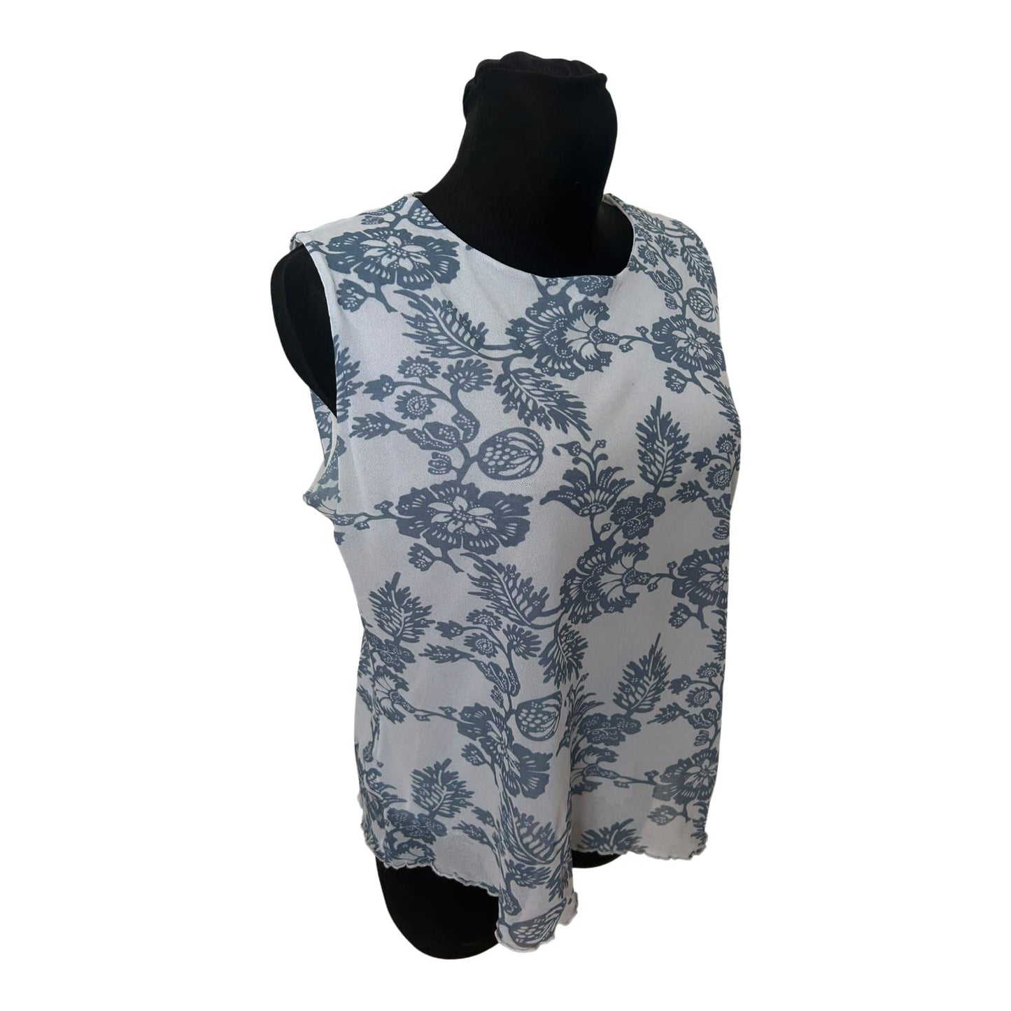 Aigner Bluse Damen Gr 44 Hellblau Blumen Made in Italy Elegant Luxus Chic