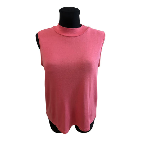 Harmony Top Damen Gr 40 Rosa Stehkragen Baumwolle Viskose Sommer Elegant