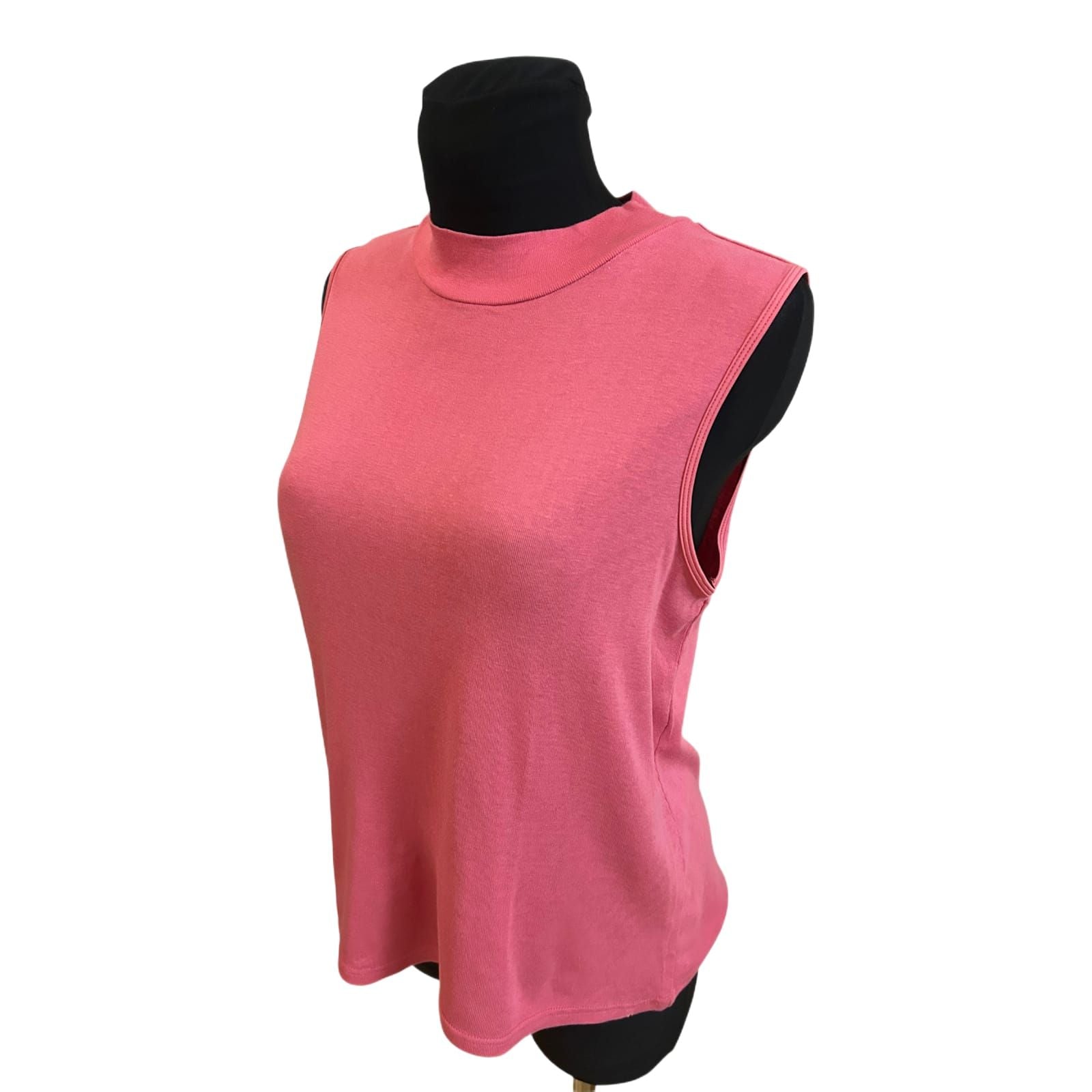 Harmony Top Damen Gr 40 Rosa Stehkragen Baumwolle Viskose Sommer Elegant