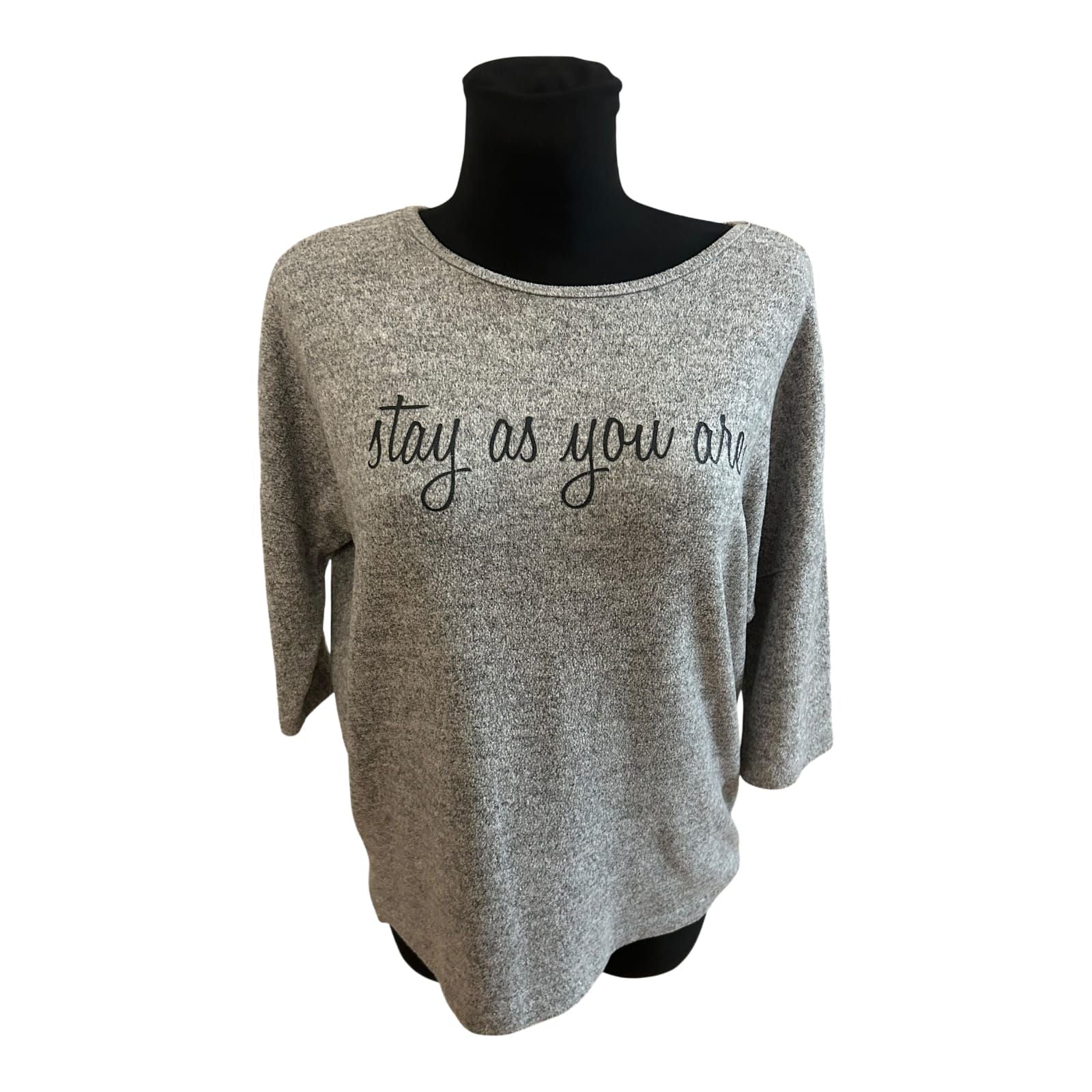 Janina Shirt Damen Gr 38 Grau Statement Stay as you are Flauschig Modern