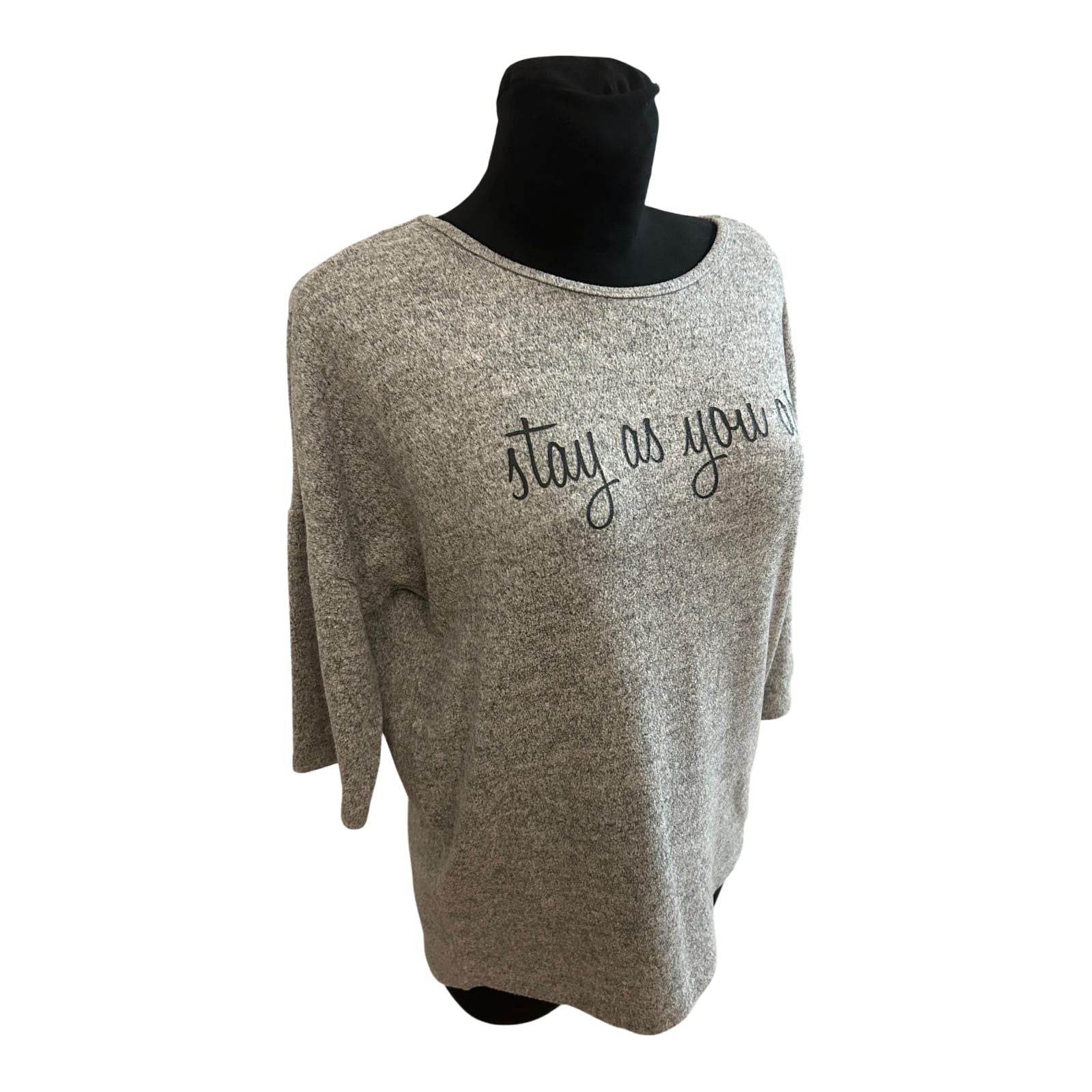 Janina Shirt Damen Gr 38 Grau Statement Stay as you are Flauschig Modern