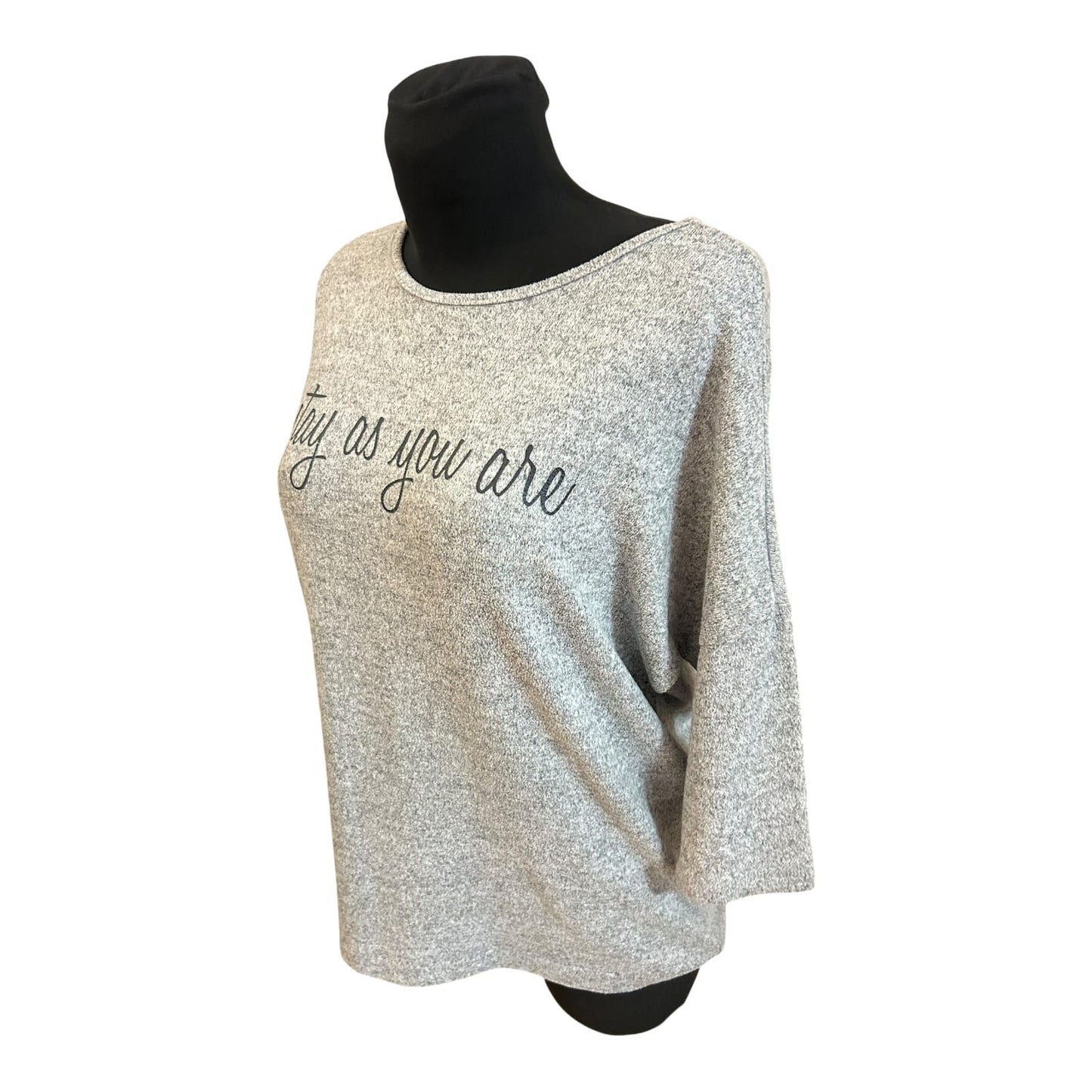 Janina Shirt Damen Gr 38 Grau Statement Stay as you are Flauschig Modern