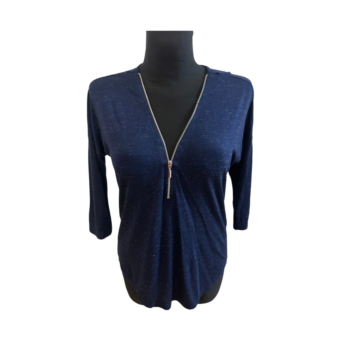 Orsay Bluse Damen Gr S Blau Viskose Stretch Reißverschluss Sommer Elegant