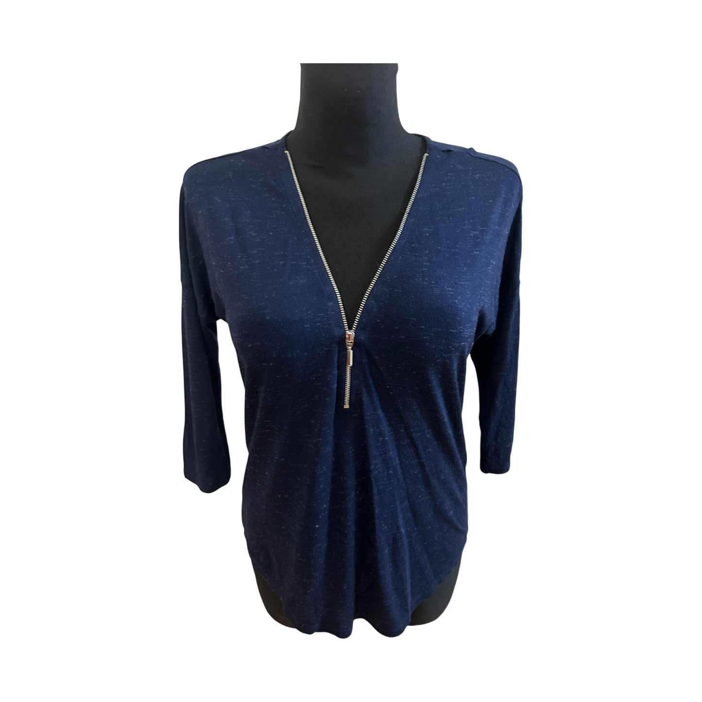 Orsay Bluse Damen Gr S Blau Viskose Stretch Reißverschluss Sommer Elegant