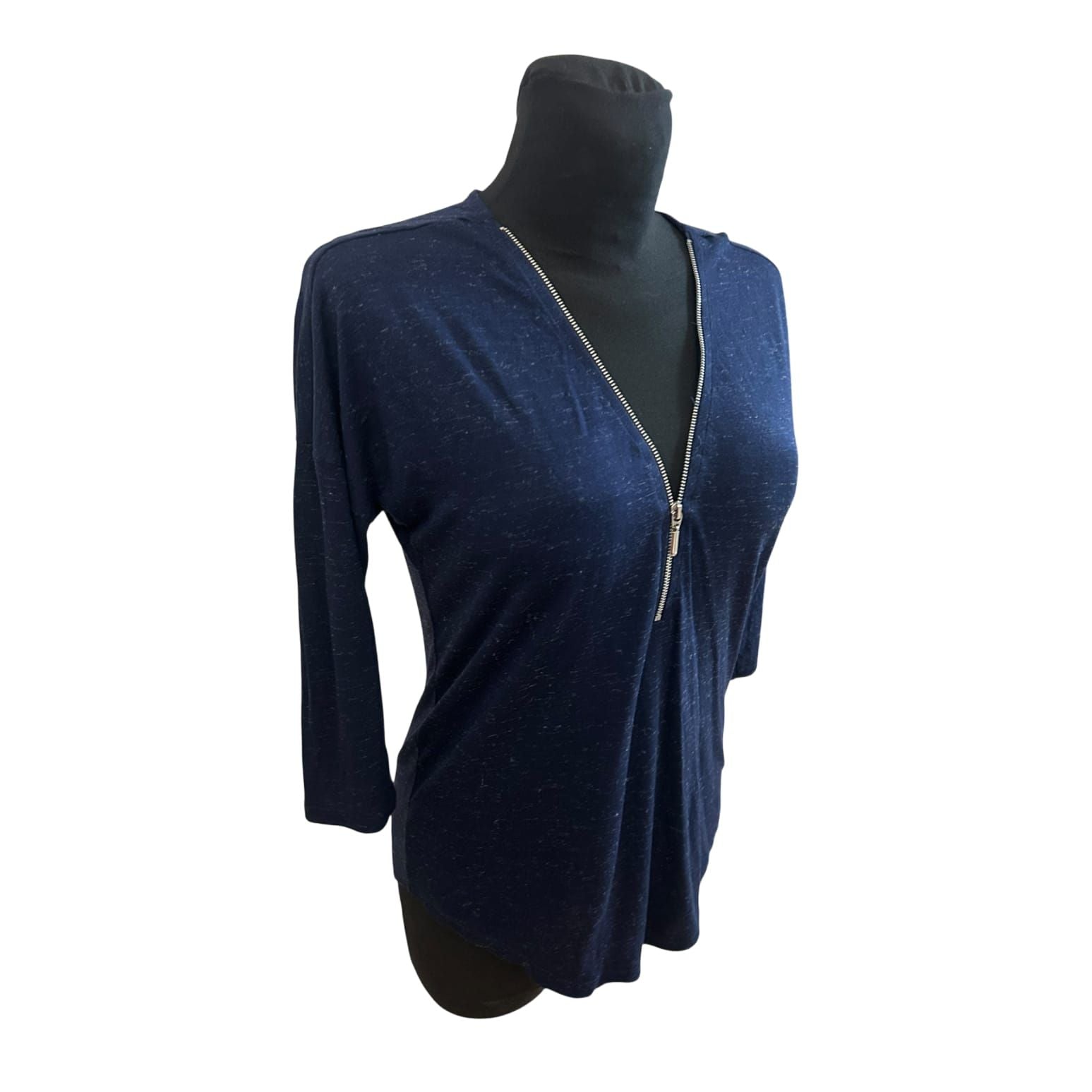 Orsay Bluse Damen Gr S Blau Viskose Stretch Reißverschluss Sommer Elegant
