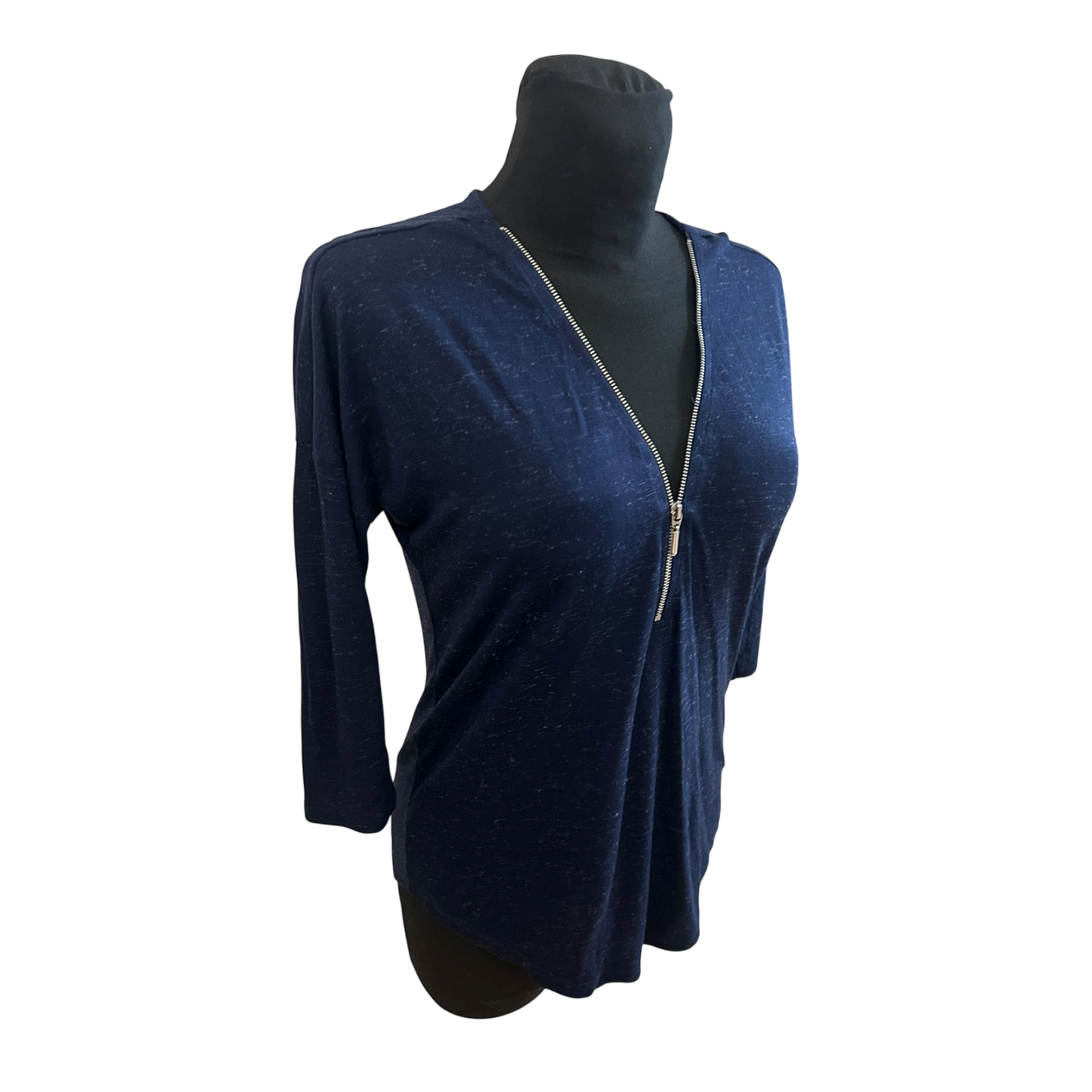 Orsay Bluse Damen Gr S Blau Viskose Stretch Reißverschluss Sommer Elegant