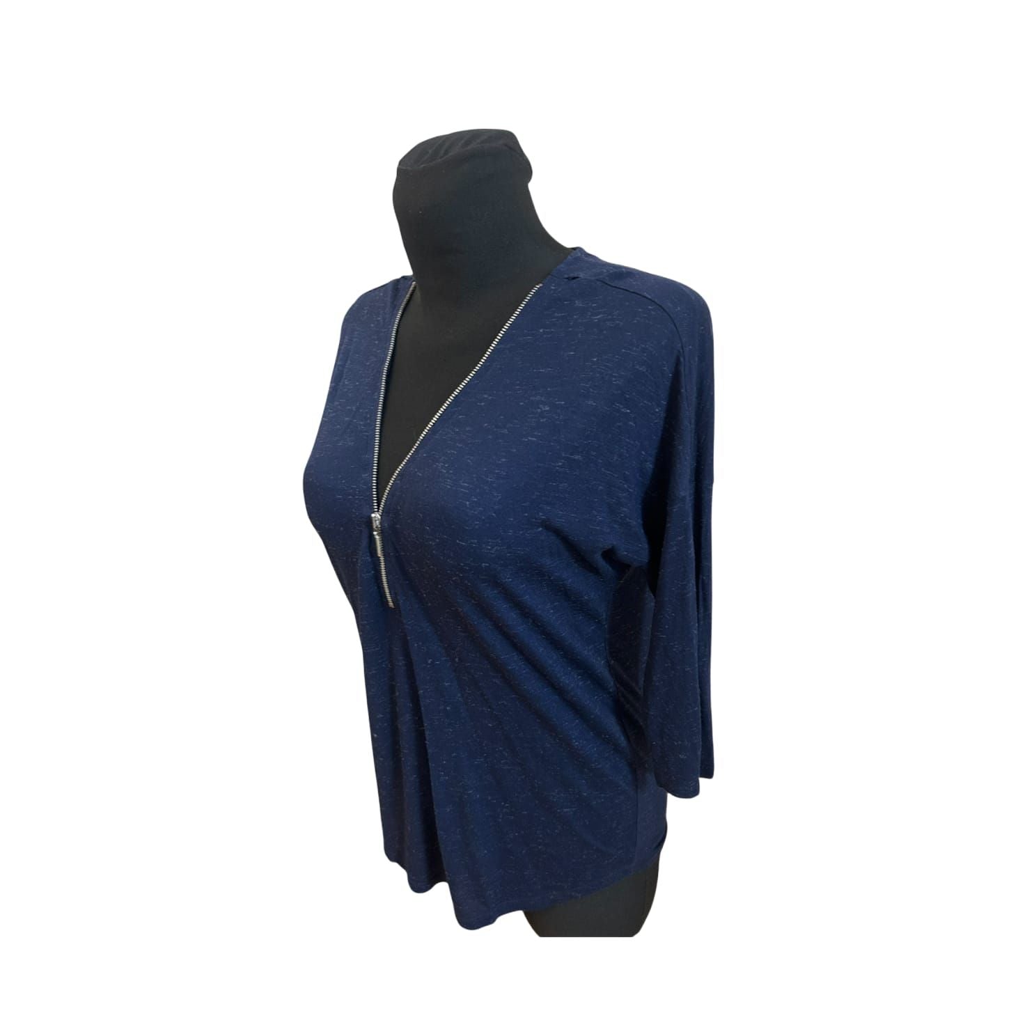 Orsay Bluse Damen Gr S Blau Viskose Stretch Reißverschluss Sommer Elegant