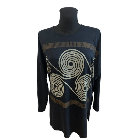 Beldona Shirt Damen Gr M Oversize Schwarz 3/4 Arm Baumwolle Modal