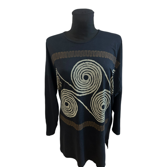 Beldona Shirt Damen Gr M Oversize Schwarz 3/4 Arm Baumwolle Modal