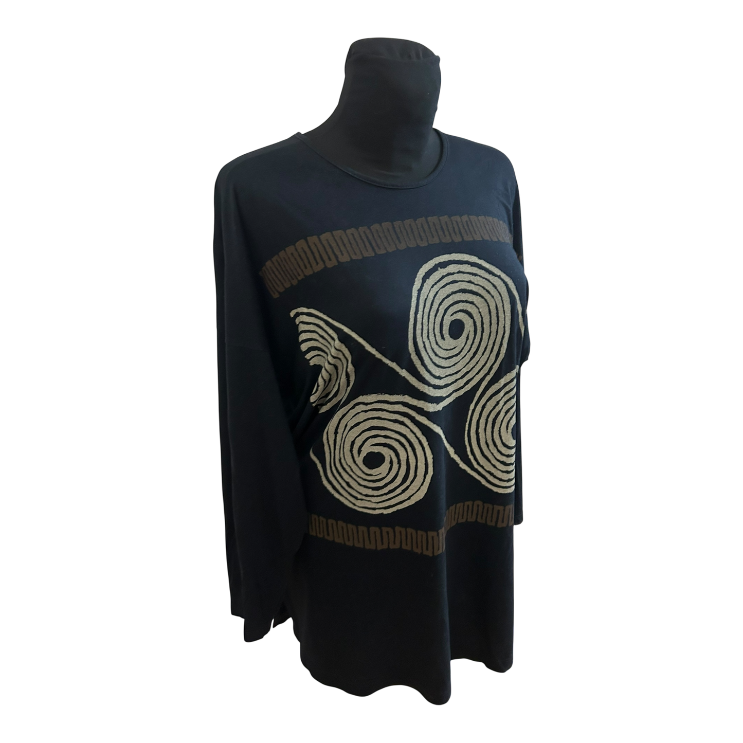 Beldona Shirt Damen Gr M Oversize Schwarz 3/4 Arm Baumwolle Modal