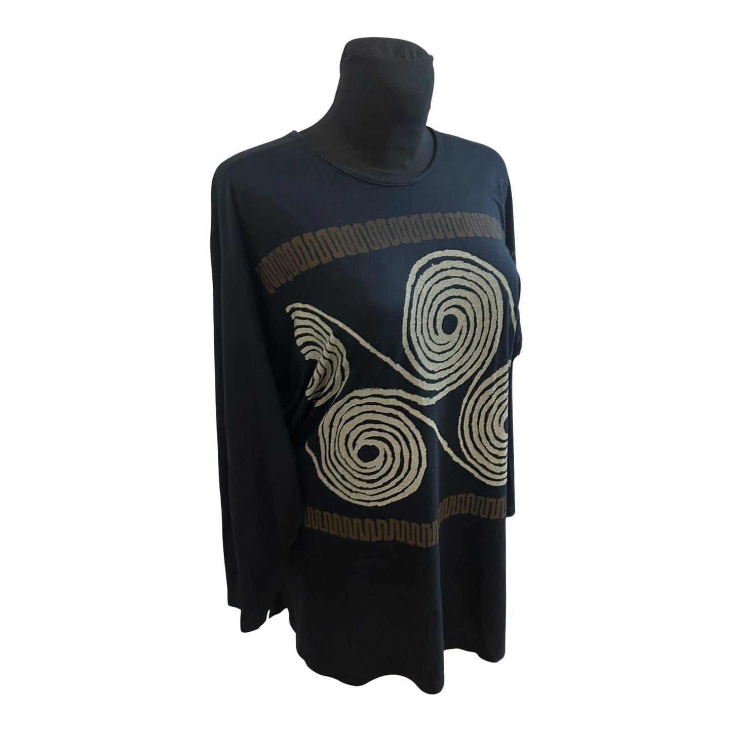 Beldona Shirt Damen Gr M Oversize Schwarz 3/4 Arm Baumwolle Modal