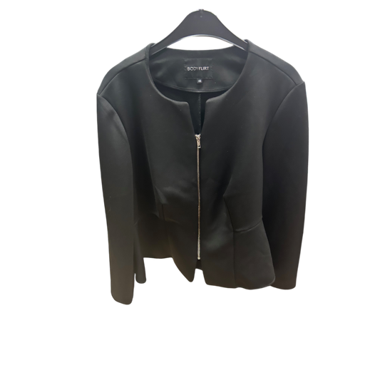 Bodyflirt Jacke Schwarz Gr 48 Reißverschluss Peplum Stil Elegant Ungefüttert