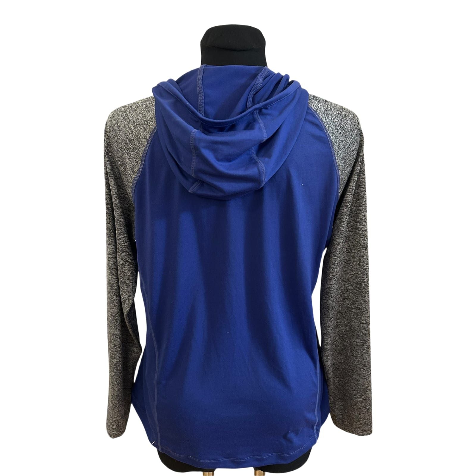 Crivit Sportshirt Damen Gr M Blau Grau Kapuze Funktionsshirt Stretch
