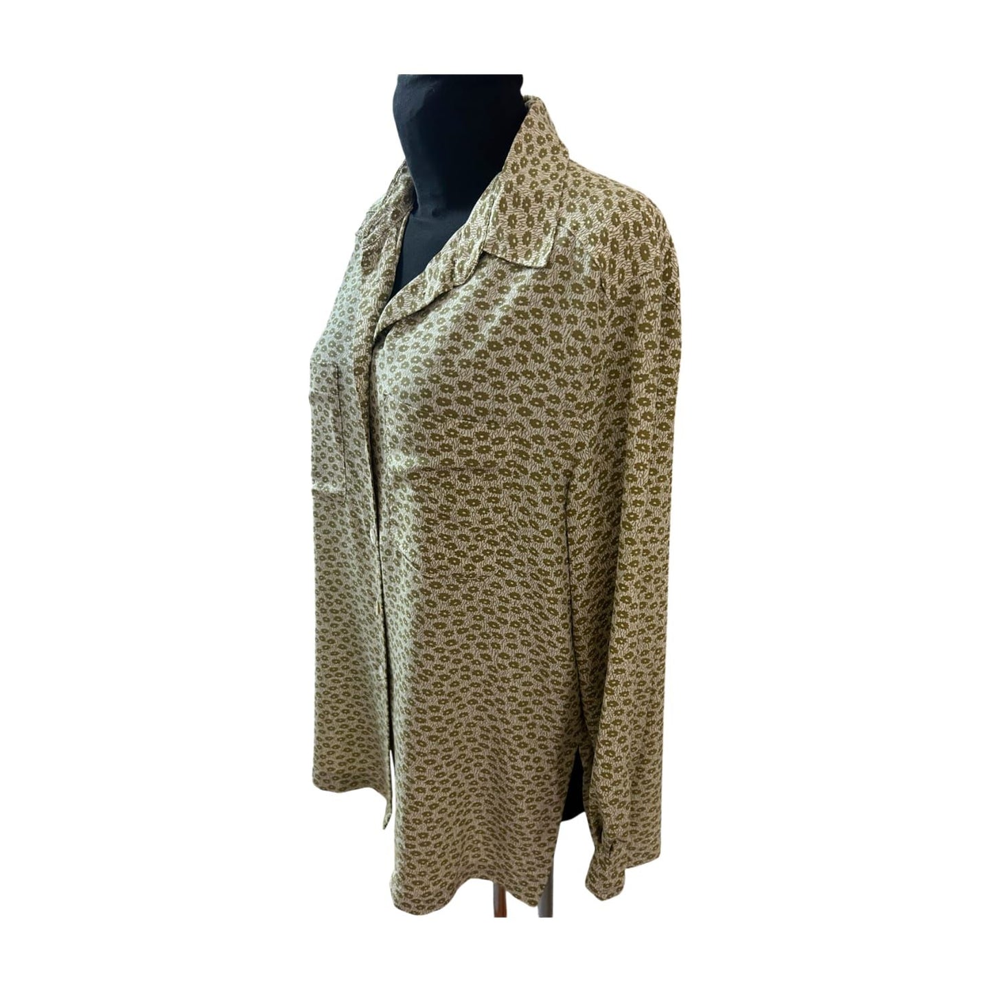 Jobis Bluse Damen Gr 42 Creme Grün Blumen Weit Geschnitten Elegant Chic