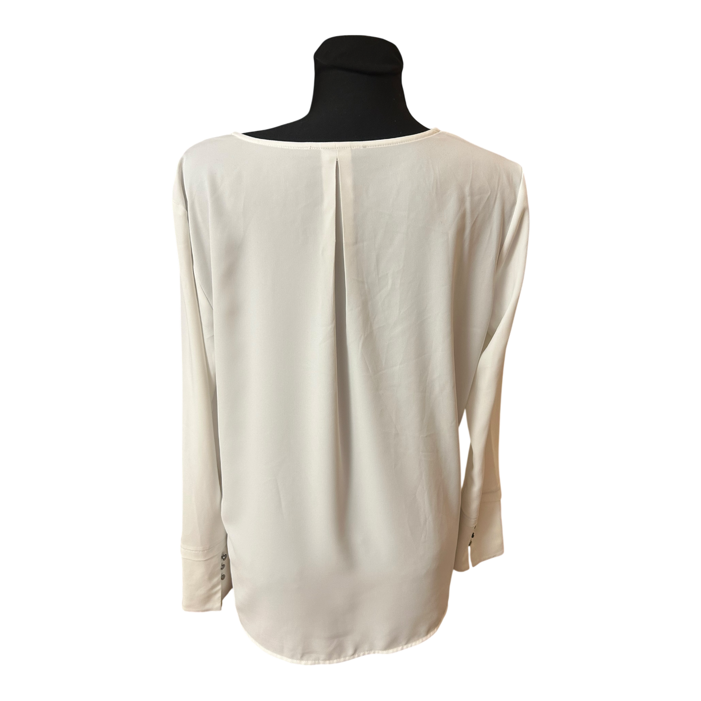 Esprit Damen Bluse Gr 38 Weiß V-Ausschnitt Elegant Langarm Fließend