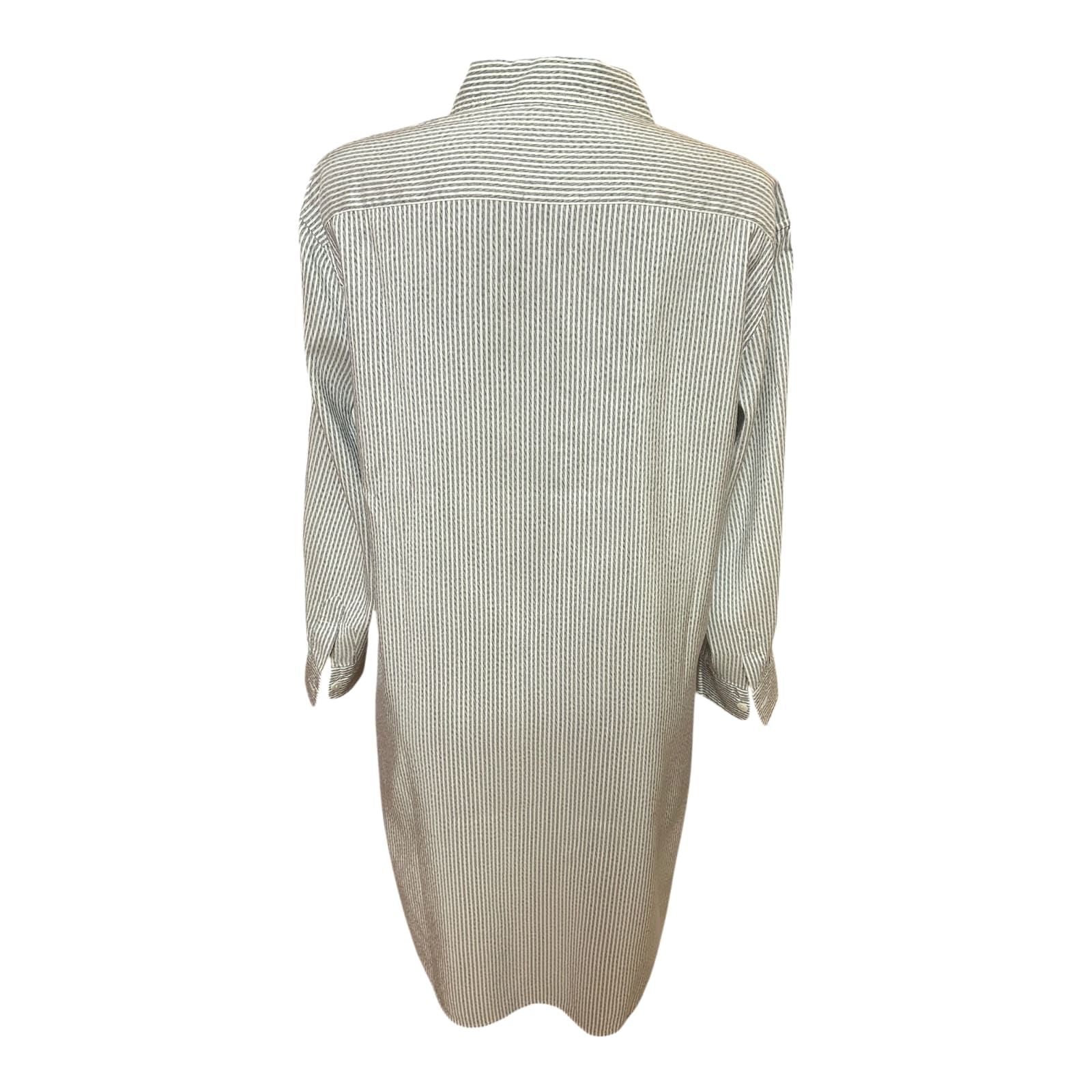 Aigner Bluse Damen Gr 46 Seide Blau Weiß Gestreift Made in Italy Chic