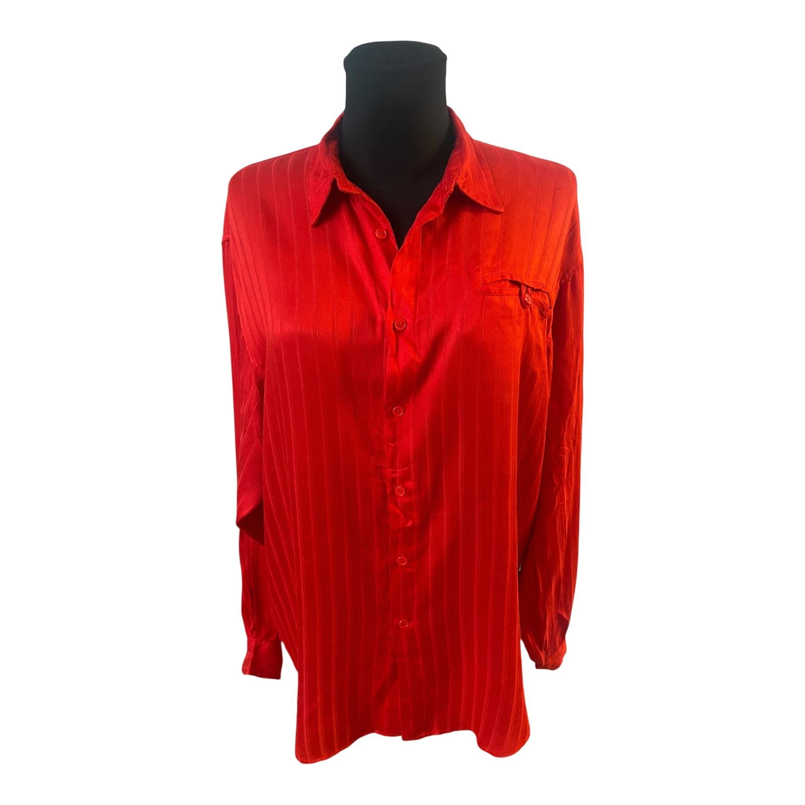 Yuko Kinoshita Bluse Damen XL Rot Oversize Lang 100% Rayon Elegant Chic