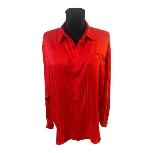Yuko Kinoshita Bluse Damen XL Rot Oversize Lang 100% Rayon Elegant Chic