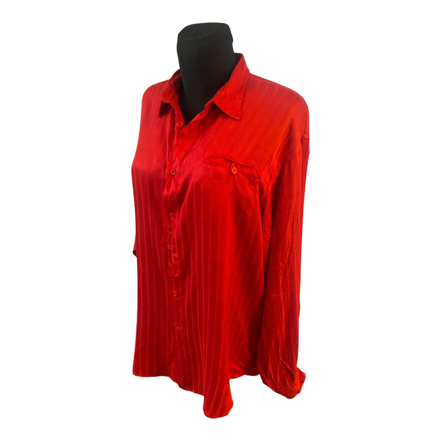 Yuko Kinoshita Bluse Damen XL Rot Oversize Lang 100% Rayon Elegant Chic