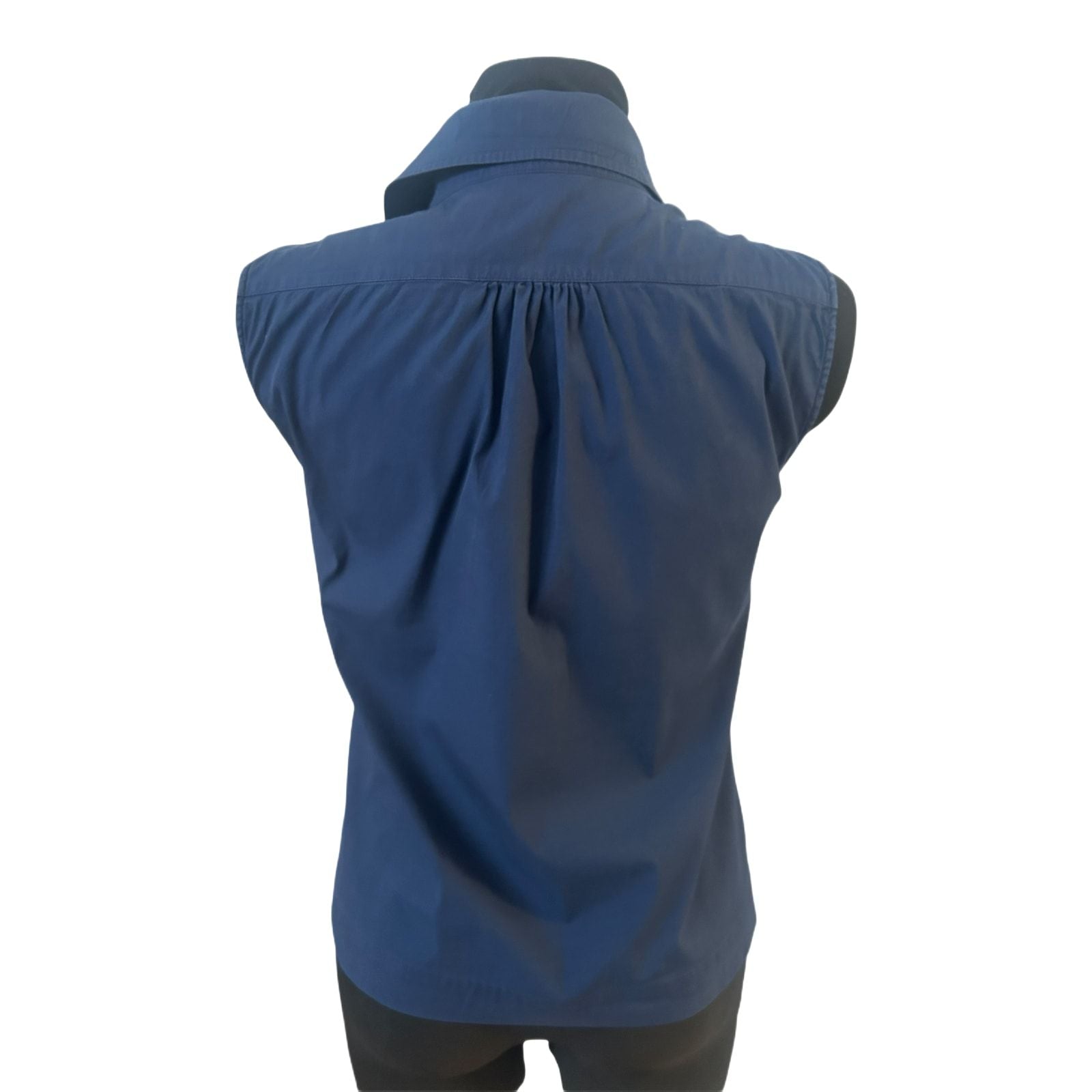 Strenesse Bluse Damen Gr 36 Blau Ärmellos Baumwollmix Business Basic