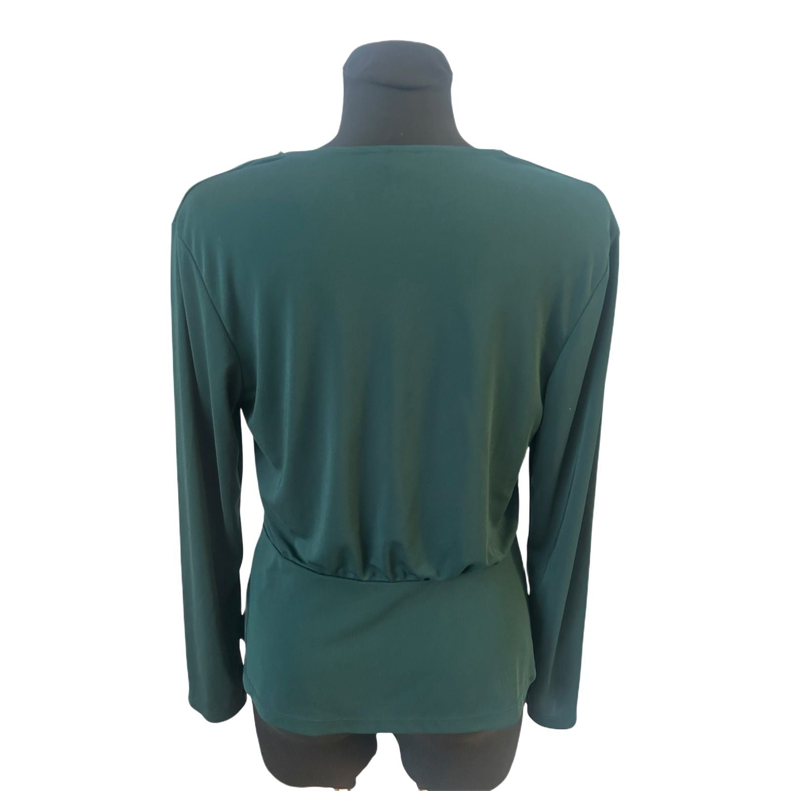 H&M Bluse Damen Gr M Grün Wickeloptik Langarm Elegant Femininer Look
