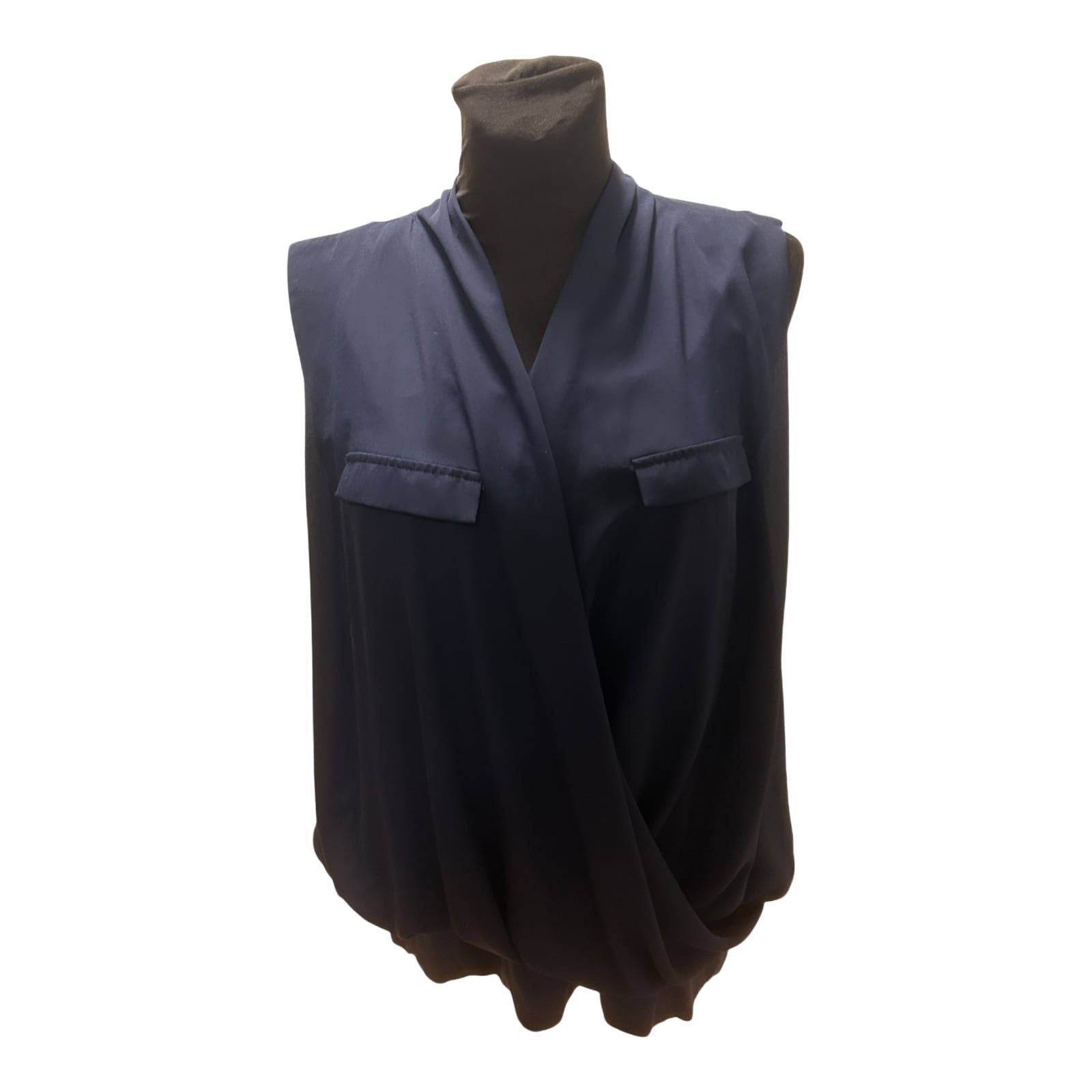 MS Mode Bluse Damen Gr 50 Blau Viskose Elegant Zweilagig Stretch