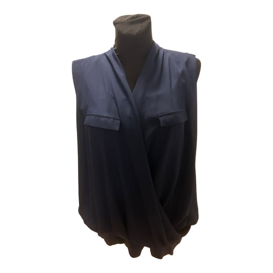 MS Mode Bluse Damen Gr 50 Blau Viskose Elegant Zweilagig Stretch