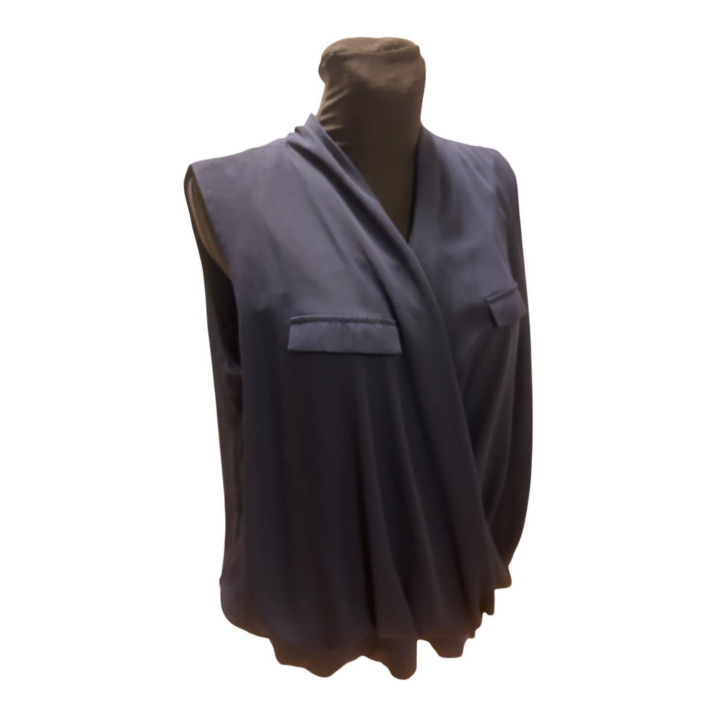 MS Mode Bluse Damen Gr 50 Blau Viskose Elegant Zweilagig Stretch