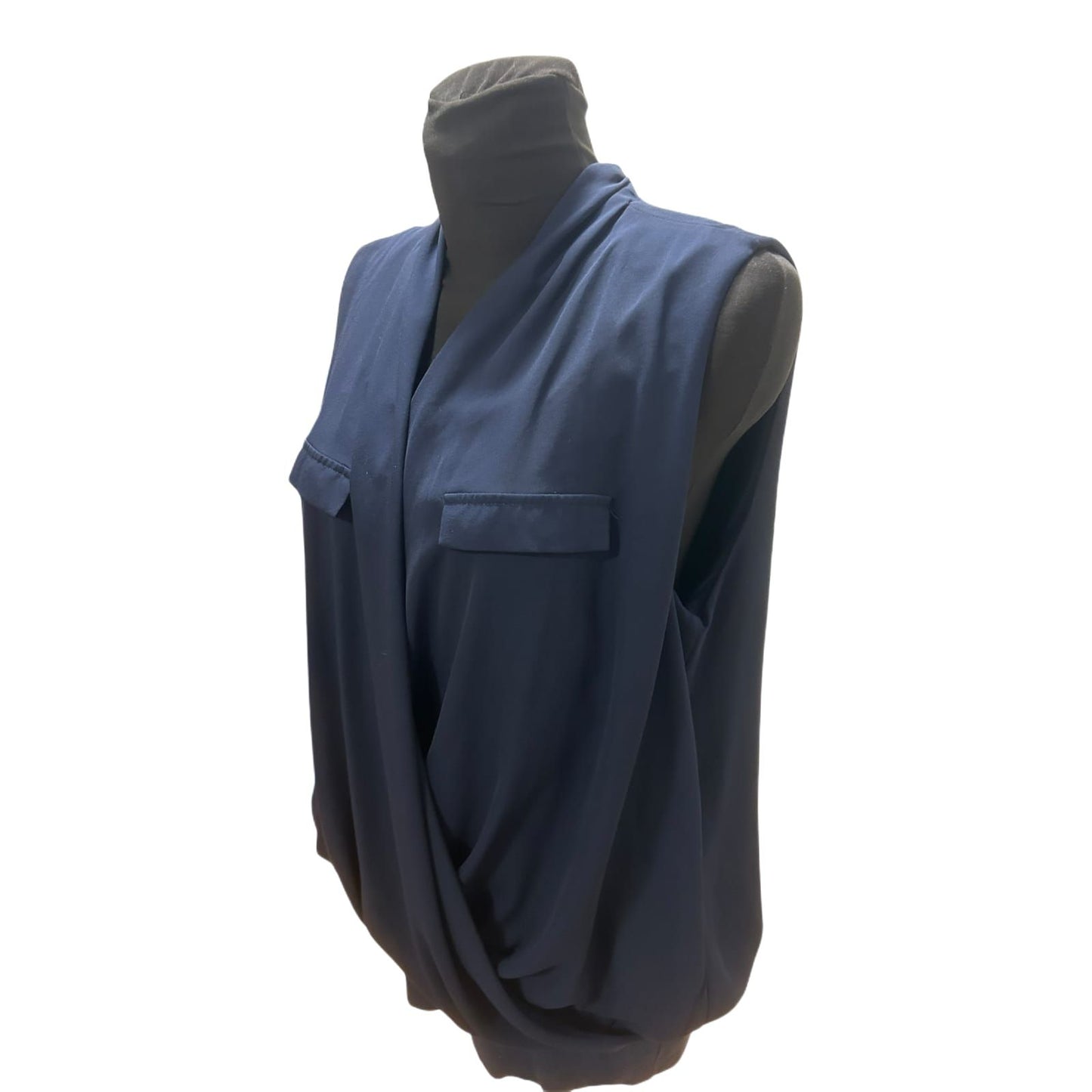 MS Mode Bluse Damen Gr 50 Blau Viskose Elegant Zweilagig Stretch