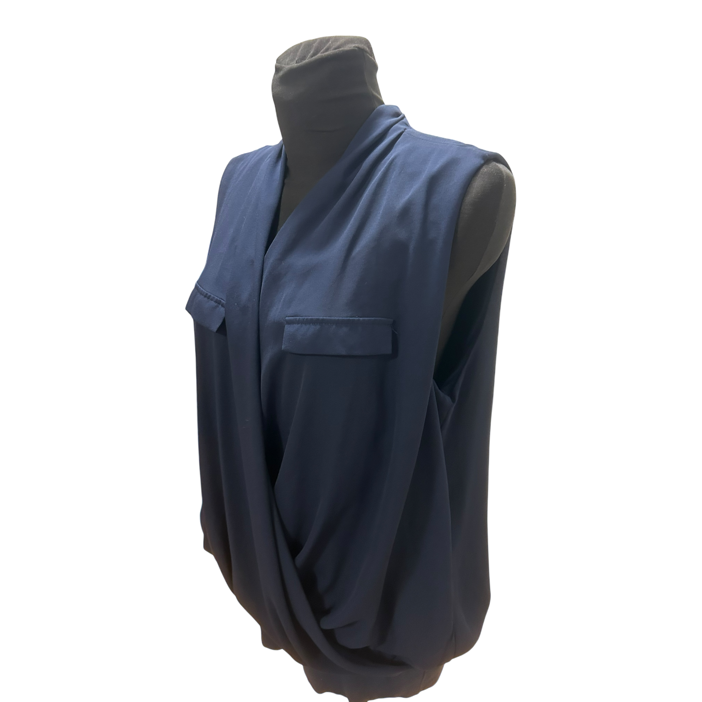 MS Mode Bluse Damen Gr 50 Blau Viskose Elegant Zweilagig Stretch