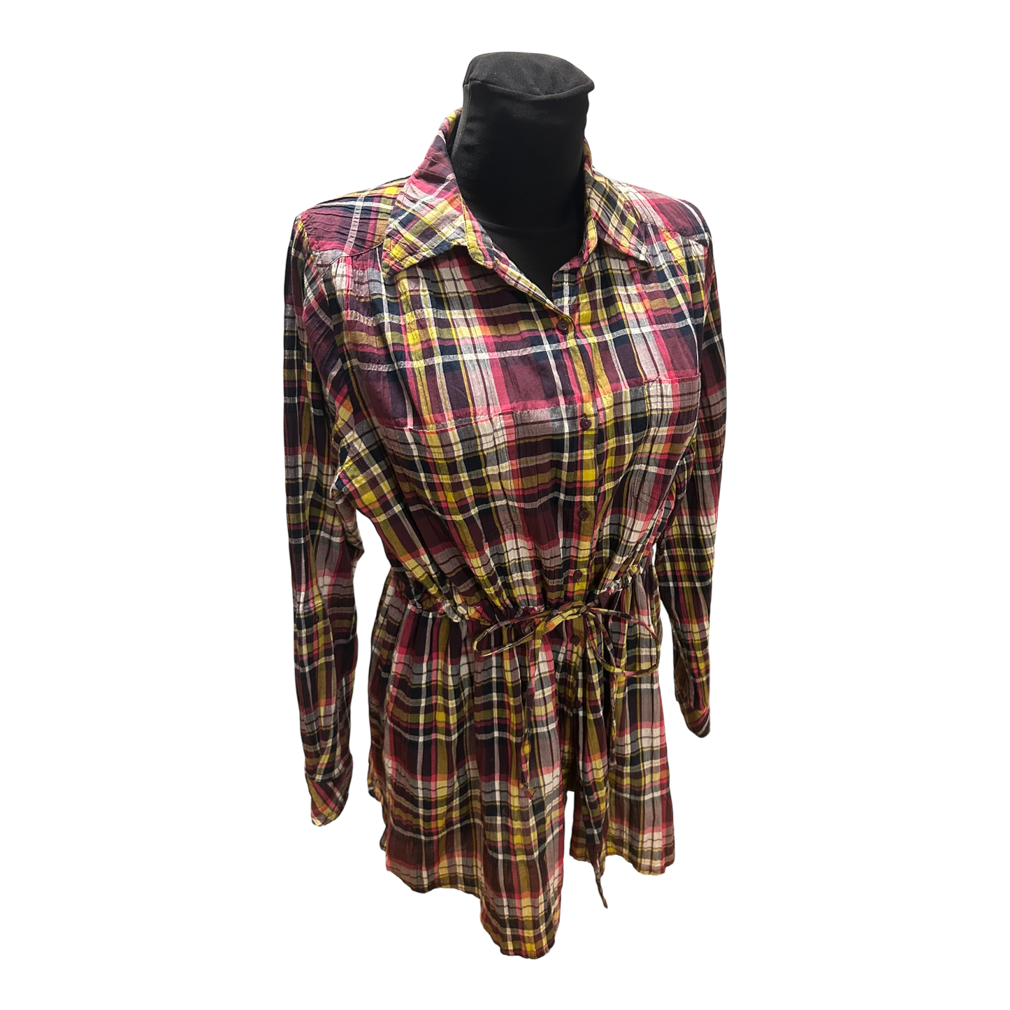 Gina Benotti Bluse Damen Gr 44 Lila Kariert Baumwolle Krempelarm Freizeit