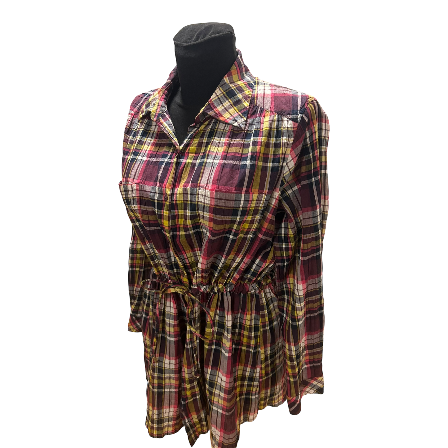 Gina Benotti Bluse Damen Gr 44 Lila Kariert Baumwolle Krempelarm Freizeit