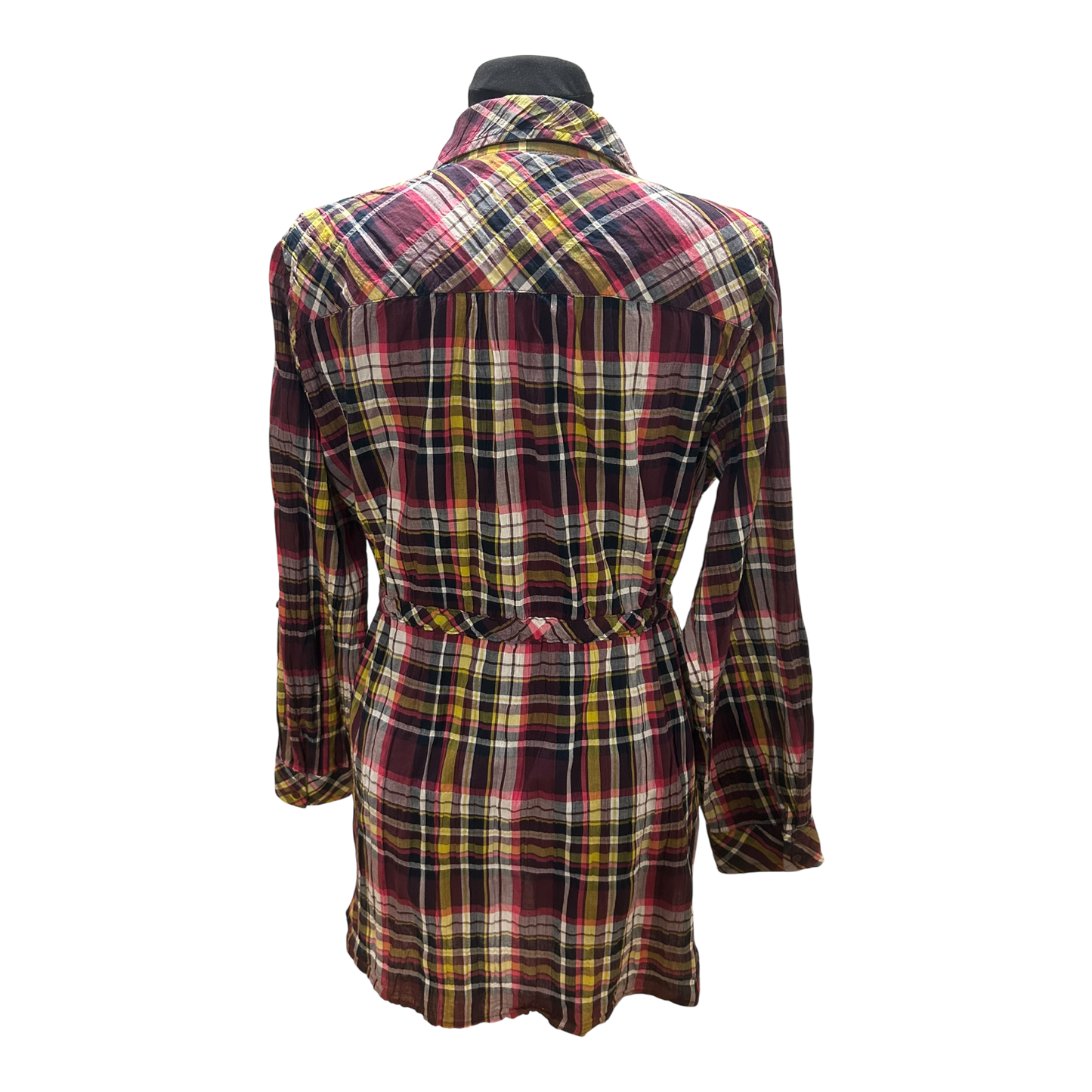 Gina Benotti Bluse Damen Gr 44 Lila Kariert Baumwolle Krempelarm Freizeit