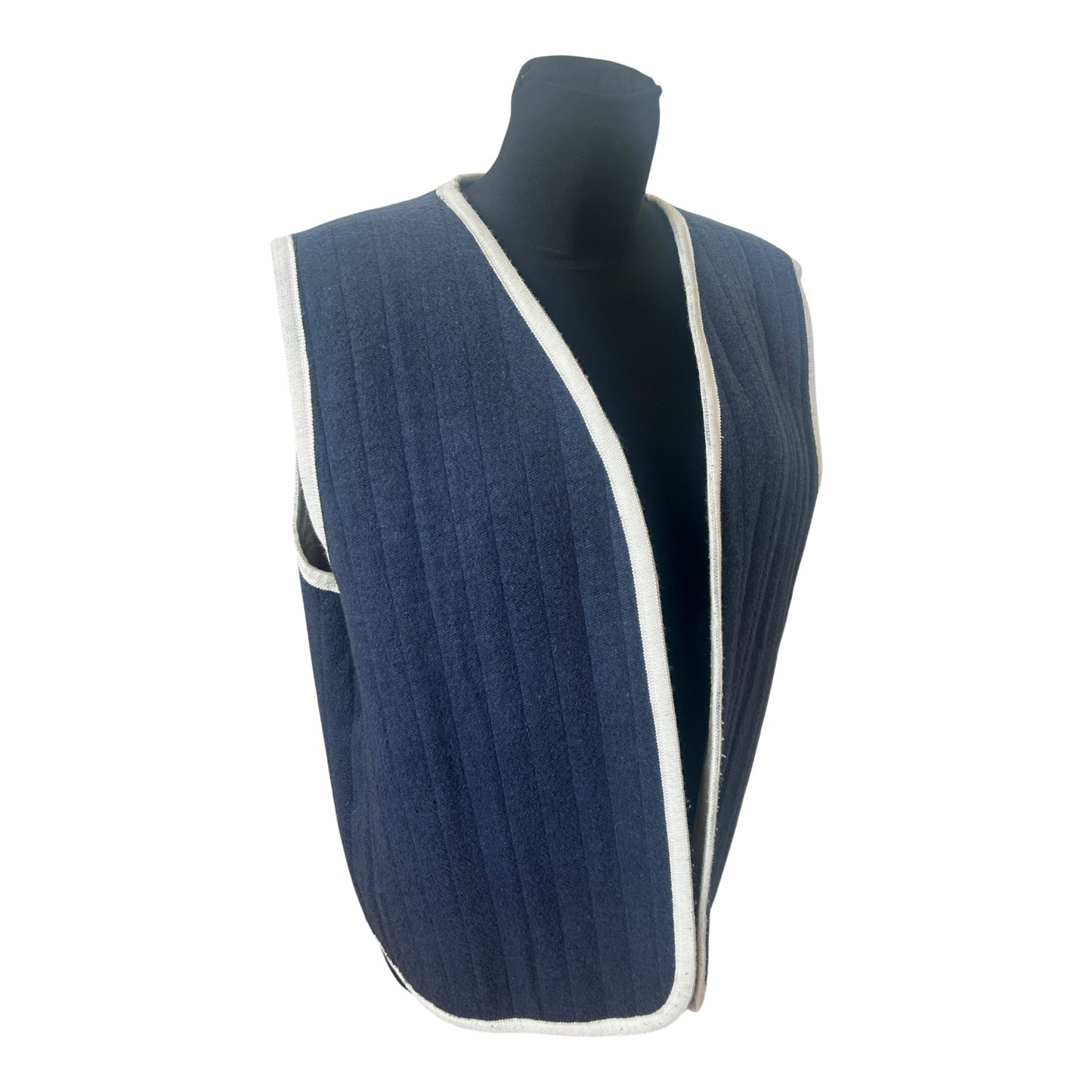 Wendeweste Damen Gr 42 L Blau Beige Patchwork Wollig Vintage Stil