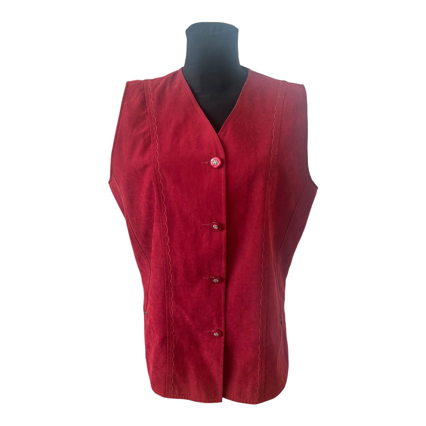 Long Beach Weste Damen Gr L Rot Leicht V-Ausschnitt Elegant Klassisch Chic