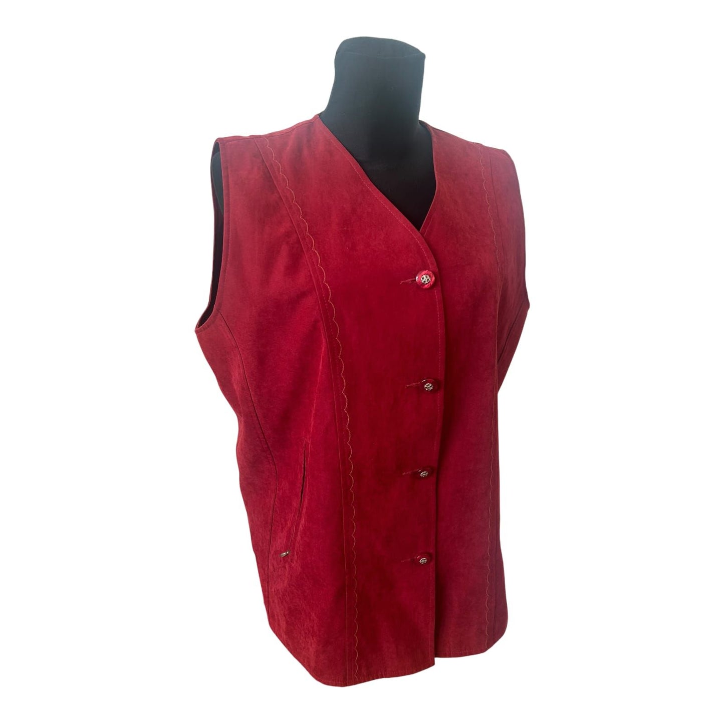 Long Beach Weste Damen Gr L Rot Leicht V-Ausschnitt Elegant Klassisch Chic