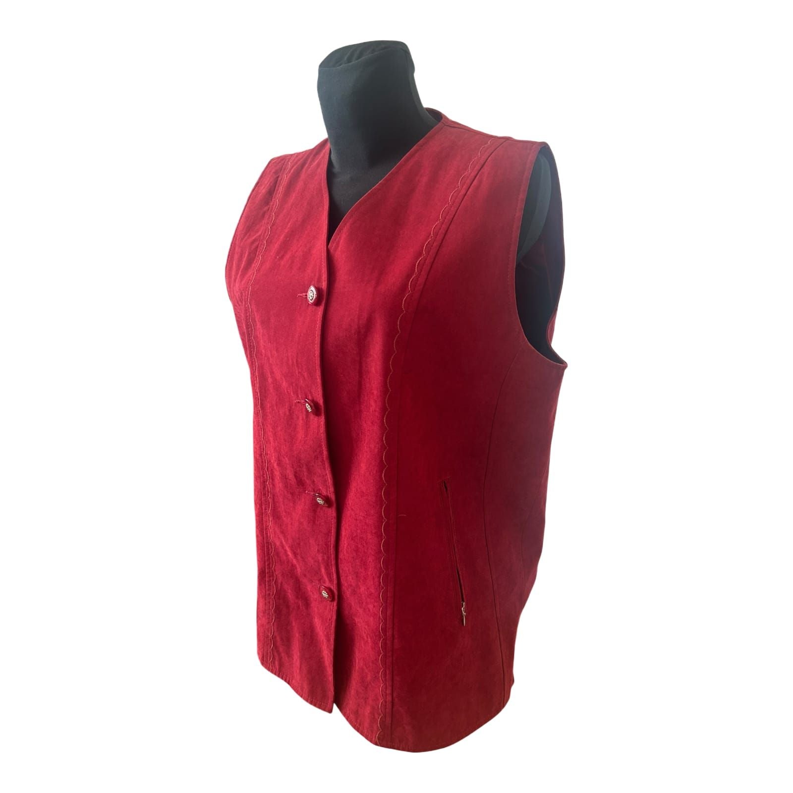 Long Beach Weste Damen Gr L Rot Leicht V-Ausschnitt Elegant Klassisch Chic