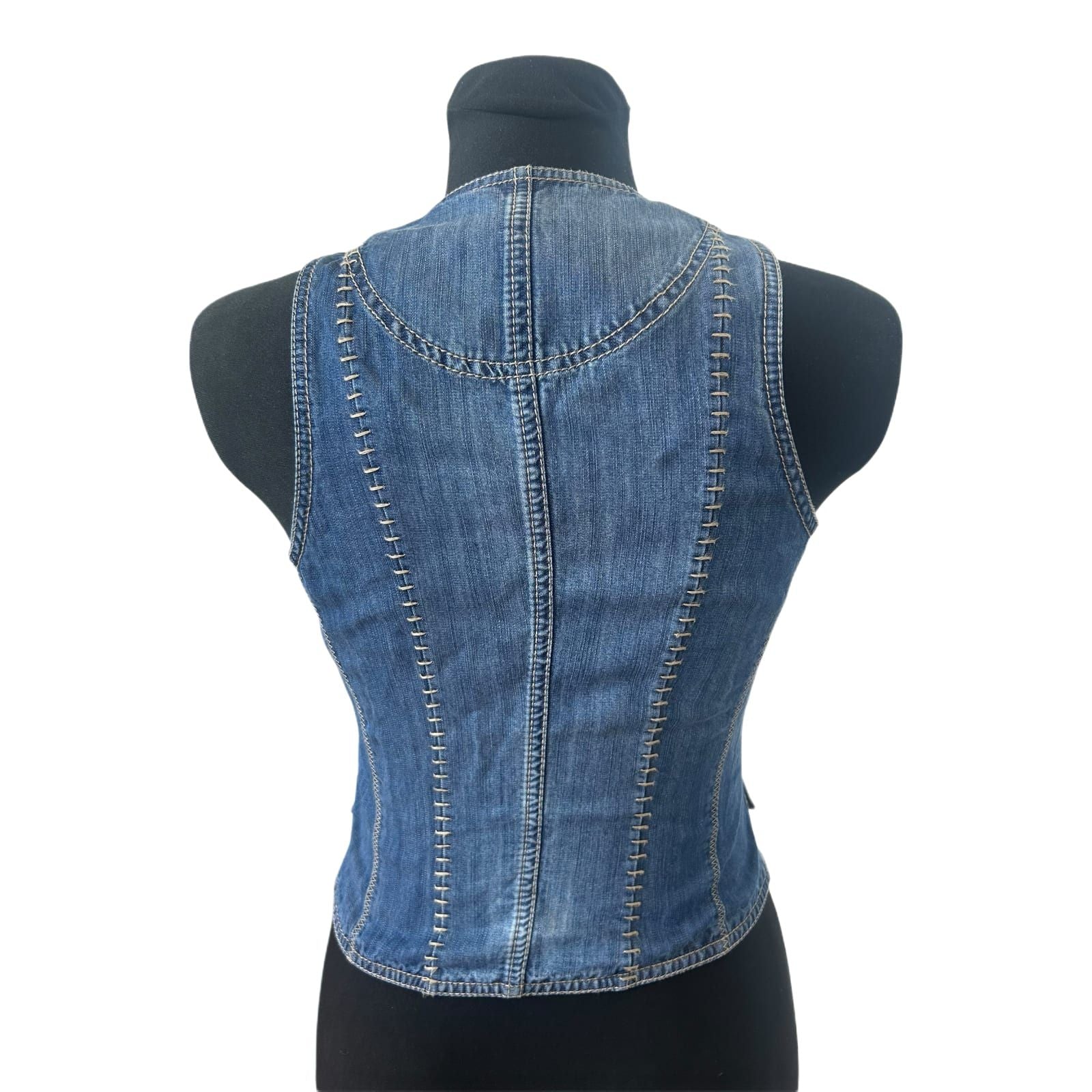 Steilmann Weste Damen Gr 34 Blau Jeans Lyocell Figurbetont Vintage Stil