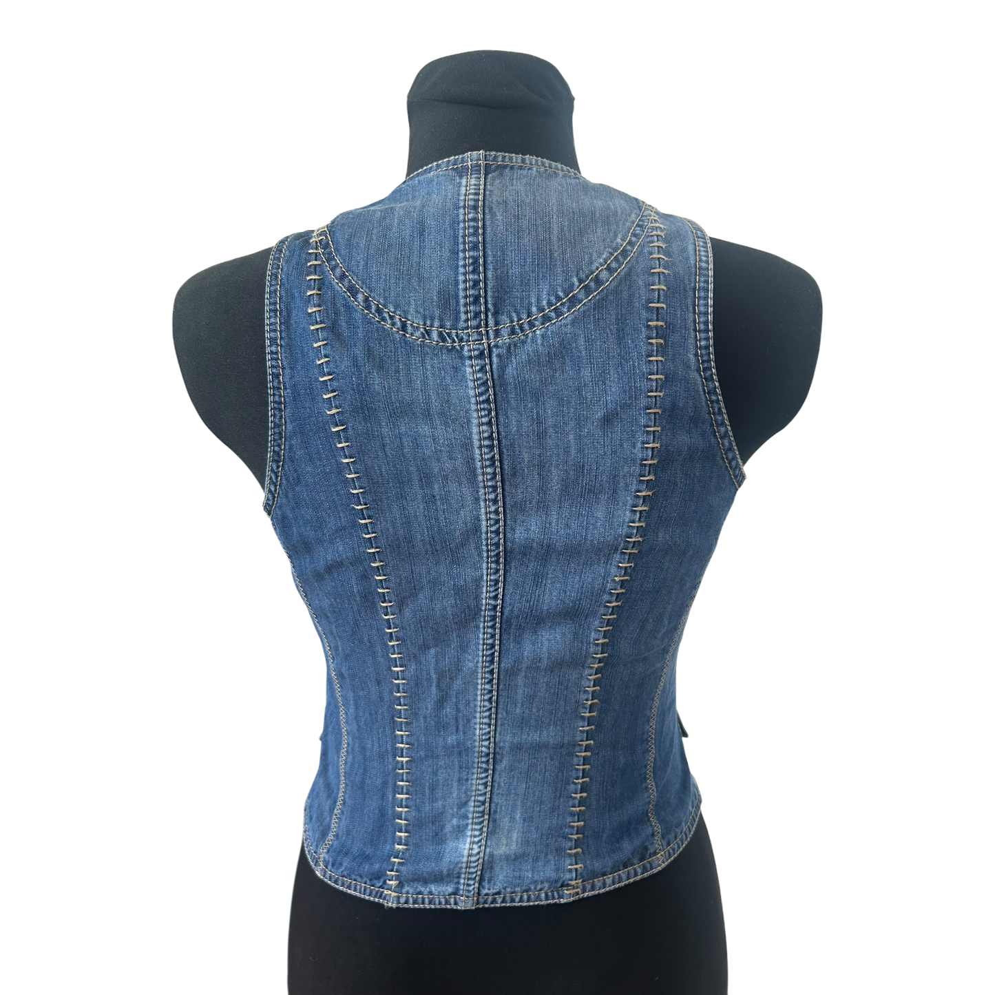 Steilmann Weste Damen Gr 34 Blau Jeans Lyocell Figurbetont Vintage Stil