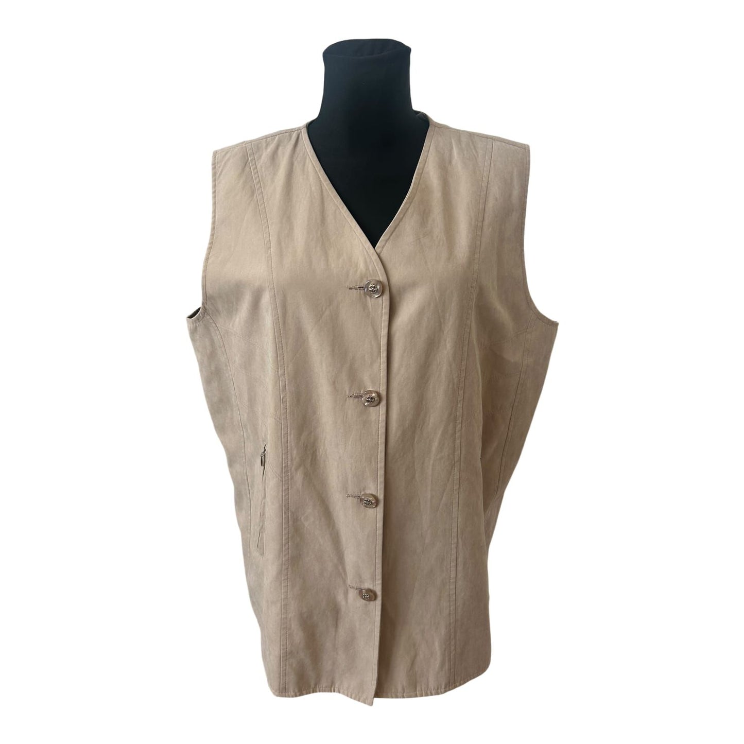 New Fashion Weste Damen Gr XL Beige Elegant Knopfleiste Klassisch Chic