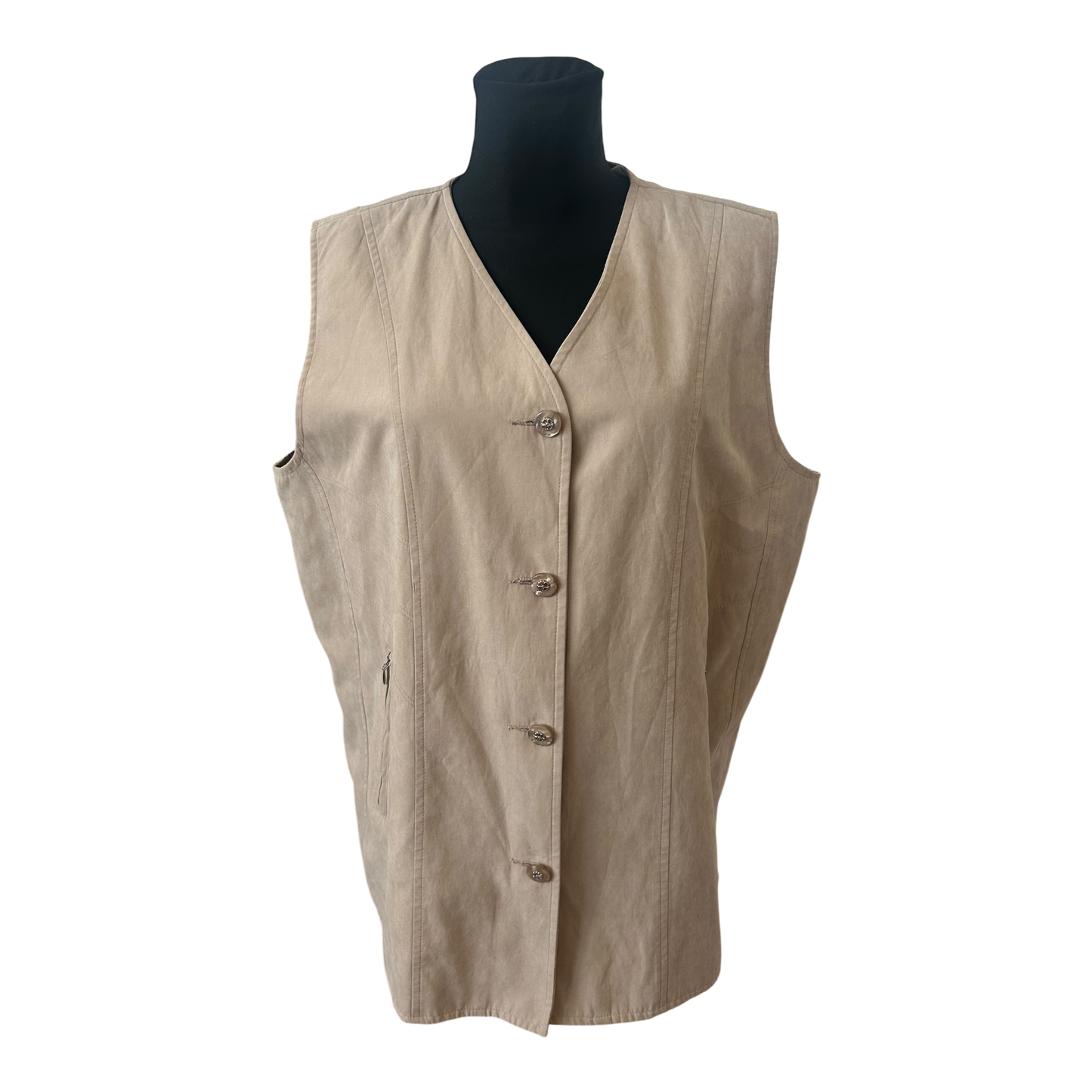 New Fashion Weste Damen Gr XL Beige Elegant Knopfleiste Klassisch Chic