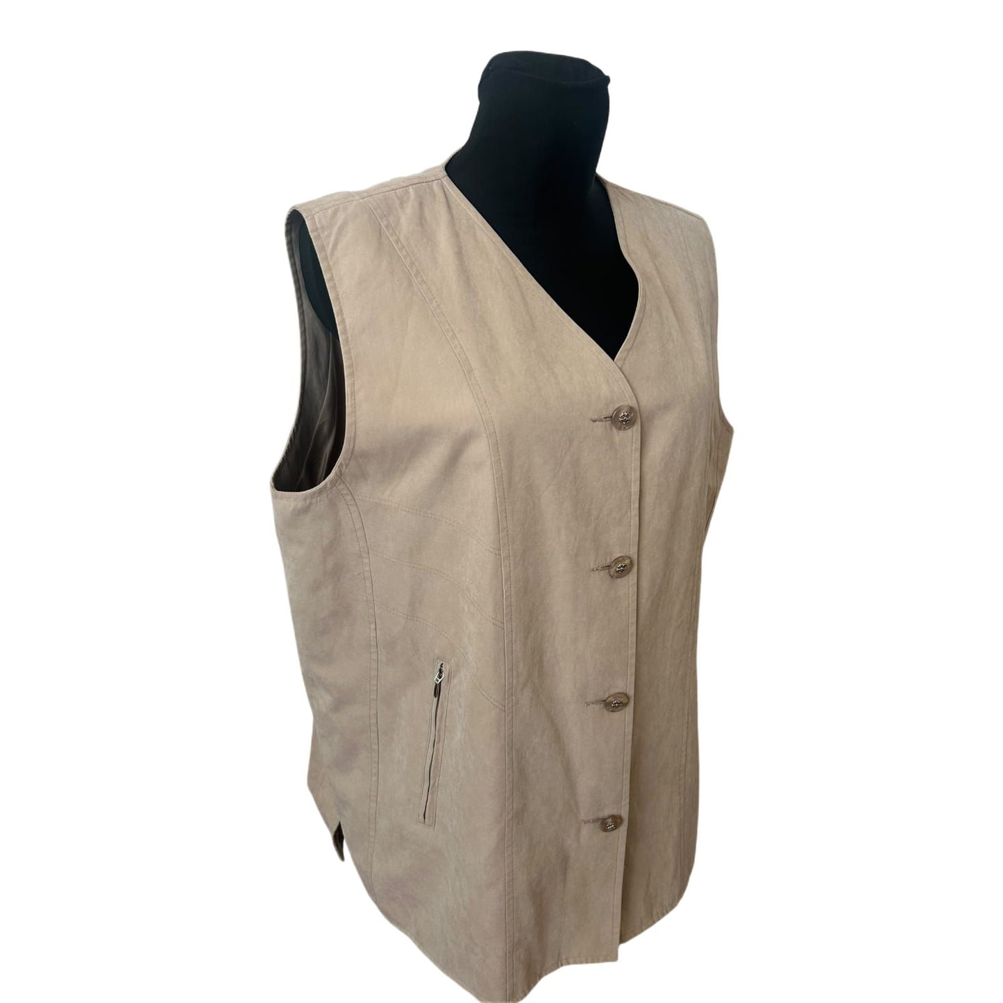 New Fashion Weste Damen Gr XL Beige Elegant Knopfleiste Klassisch Chic