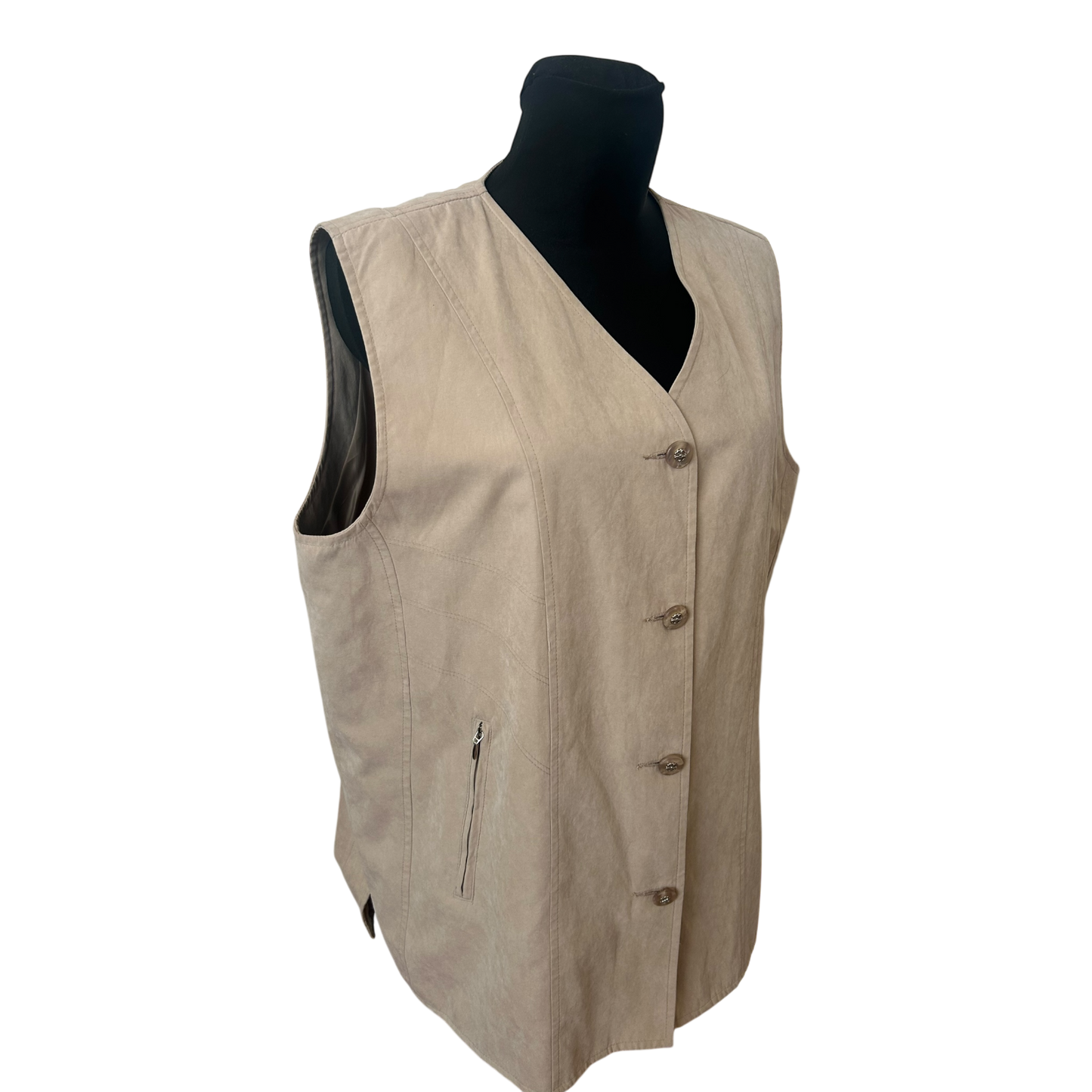 New Fashion Weste Damen Gr XL Beige Elegant Knopfleiste Klassisch Chic