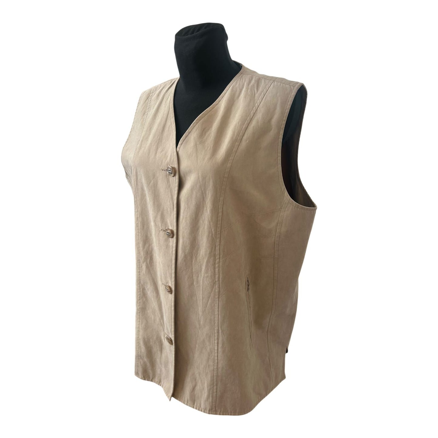 New Fashion Weste Damen Gr XL Beige Elegant Knopfleiste Klassisch Chic