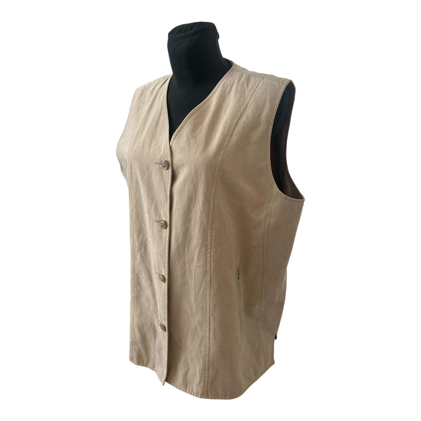 New Fashion Weste Damen Gr XL Beige Elegant Knopfleiste Klassisch Chic