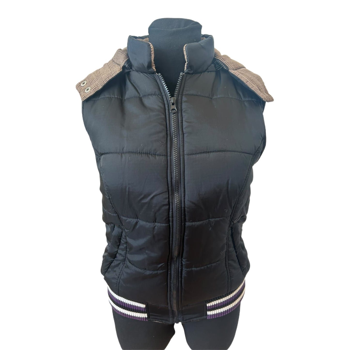 Chikiwi Sportswear Weste Damen Gr 36 Schwarz Steppweste Kapuze Sportlich