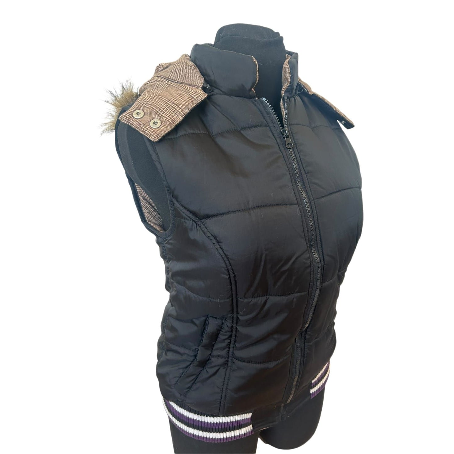 Chikiwi Sportswear Weste Damen Gr 36 Schwarz Steppweste Kapuze Sportlich